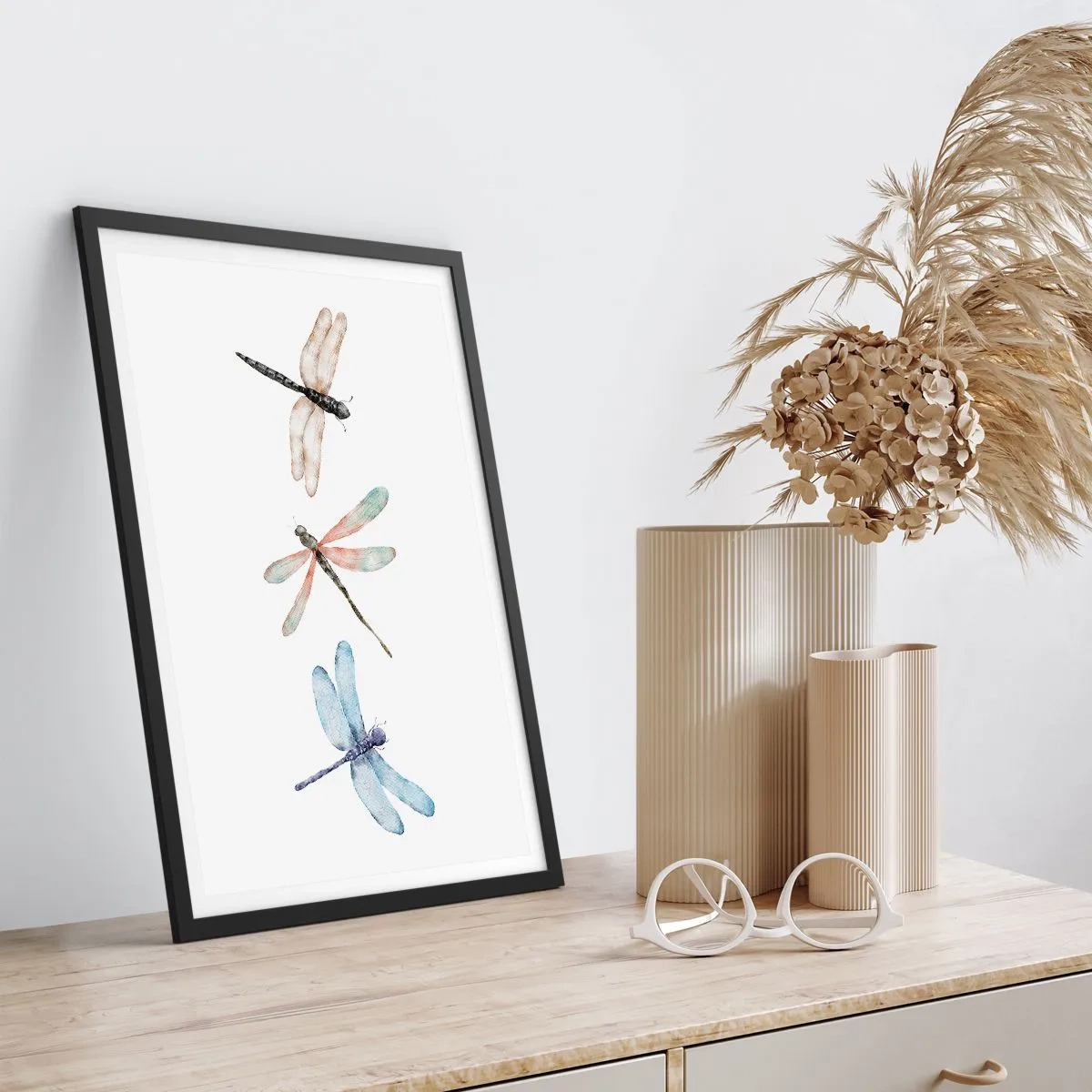 Poster in black frame - Lightness of Dragonflies - 30x40 cm
