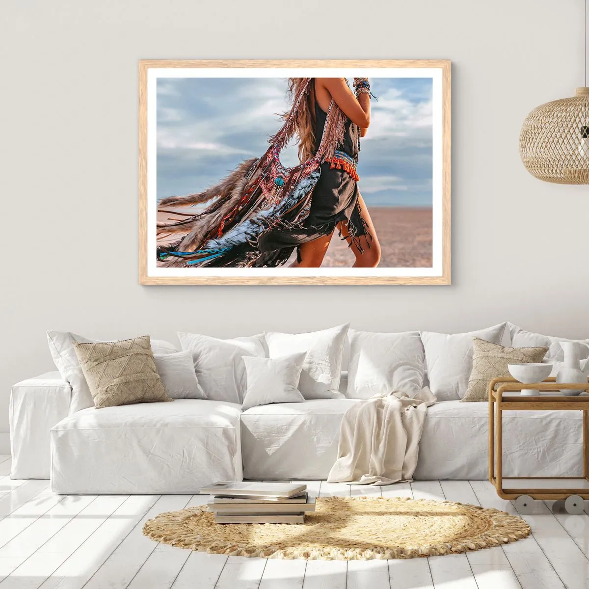 Poster in light oak frame - Shaman's Girl - 100x70 cm