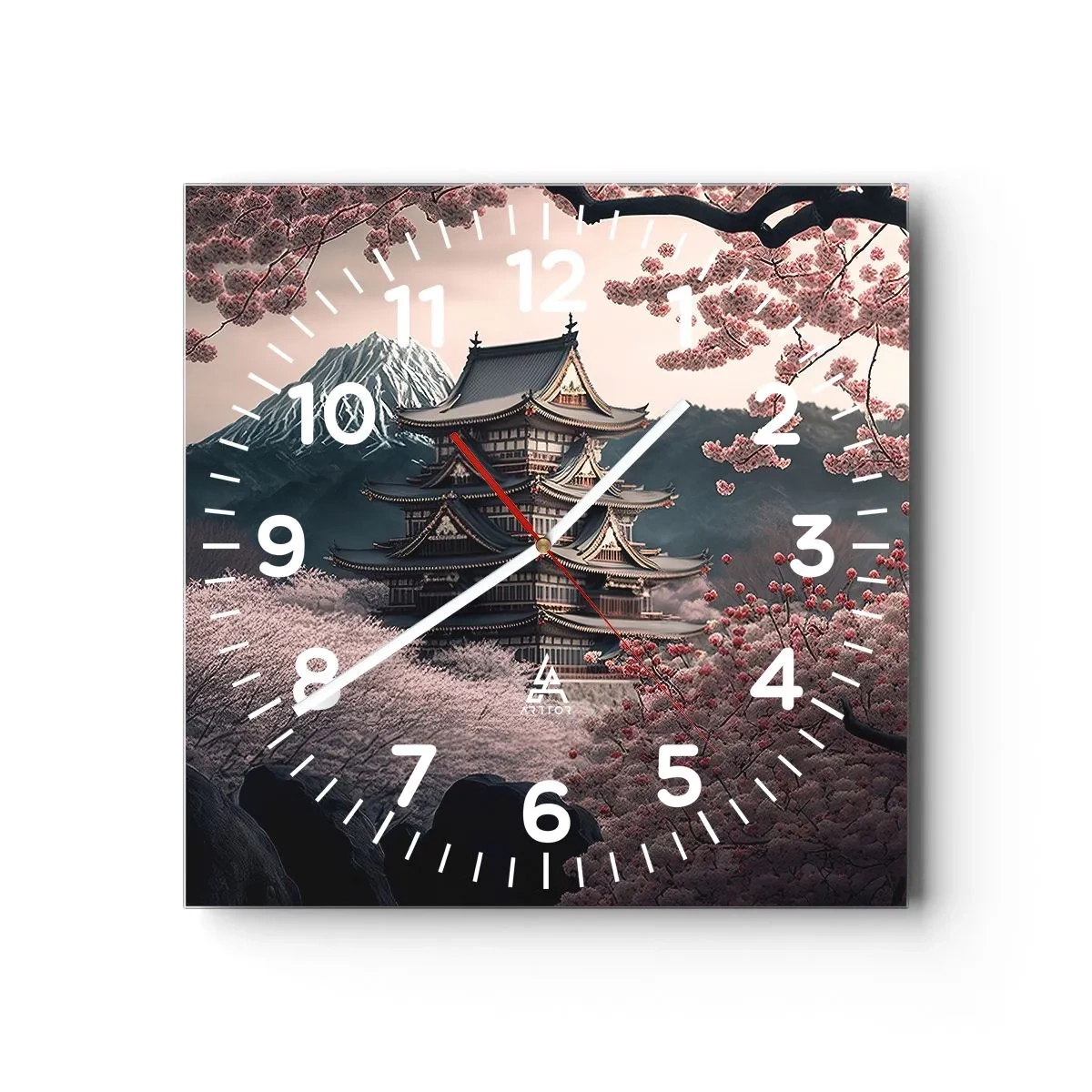 Wall clock - Clock on glass - Land of Cherry Blossoms - 40x40 cm