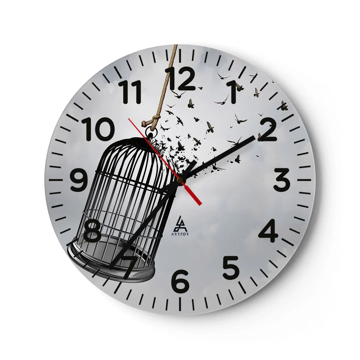Wall clock - Clock on glass - Faith…Hope…Freedom! - 30x30 cm