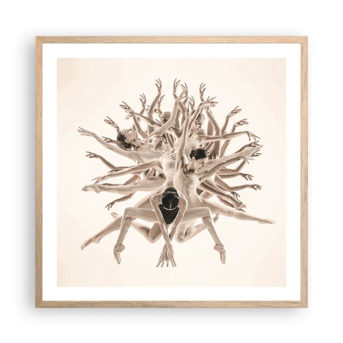 Poster in light oak frame - Dance in Bloom - 60x60 cm