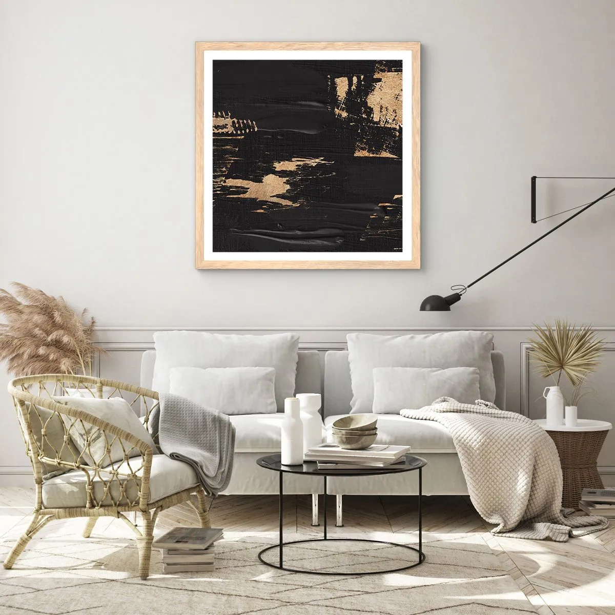 Poster in light oak frame - Touch Mark - 60x60 cm