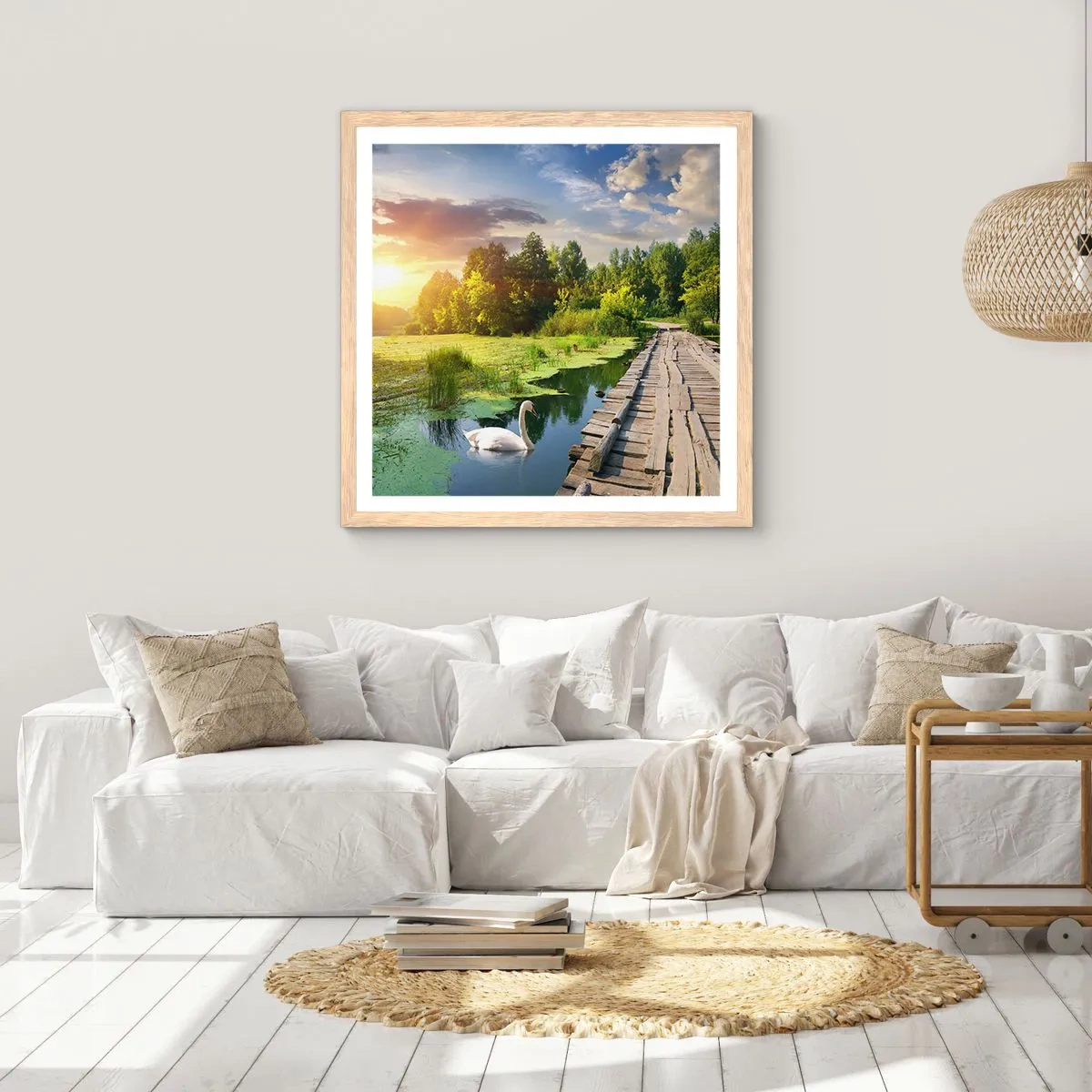Poster in light oak frame - Summer Everywhere - 60x60 cm