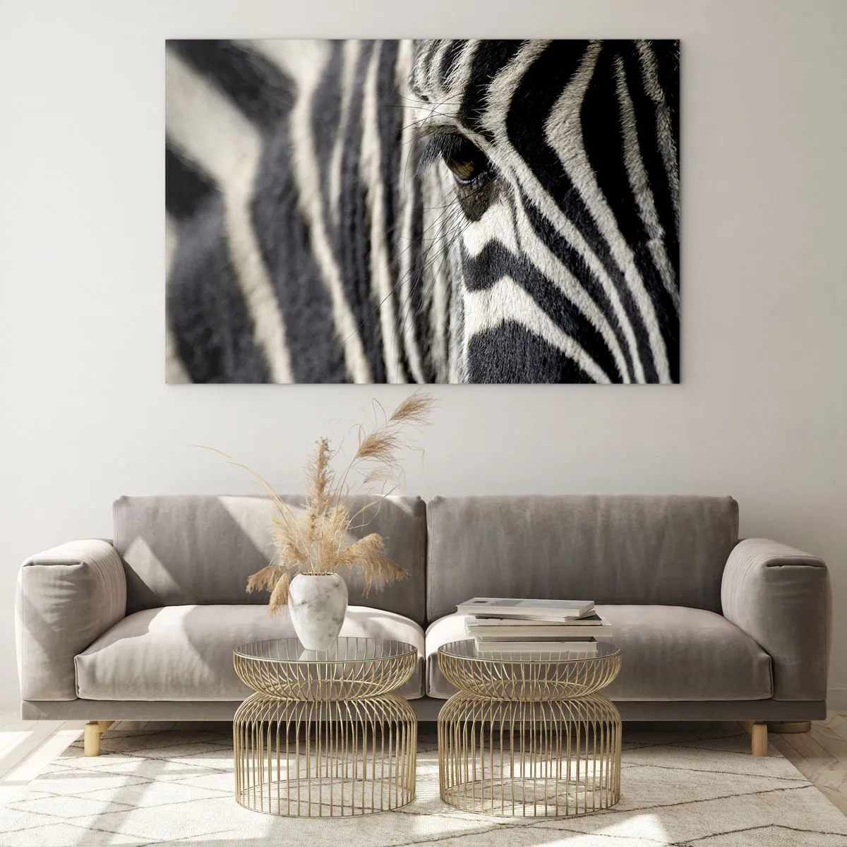 Glass picture - Striped Portrait - 120x80 cm