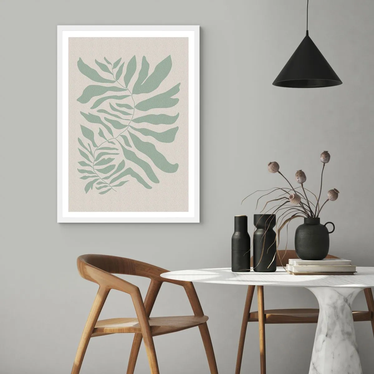 Poster in white frmae - Emerald Branch - 70x100 cm