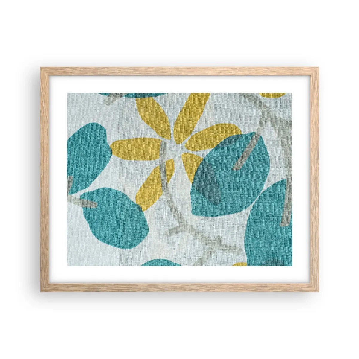 Poster in light oak frame - Among Azure Leaves - 50x40 cm