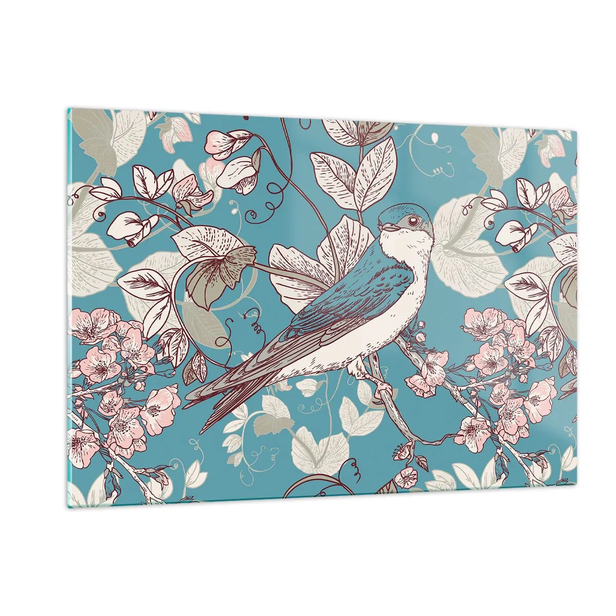 Glass picture - In the Whitewood Chirps and Silvery - 120x80 cm