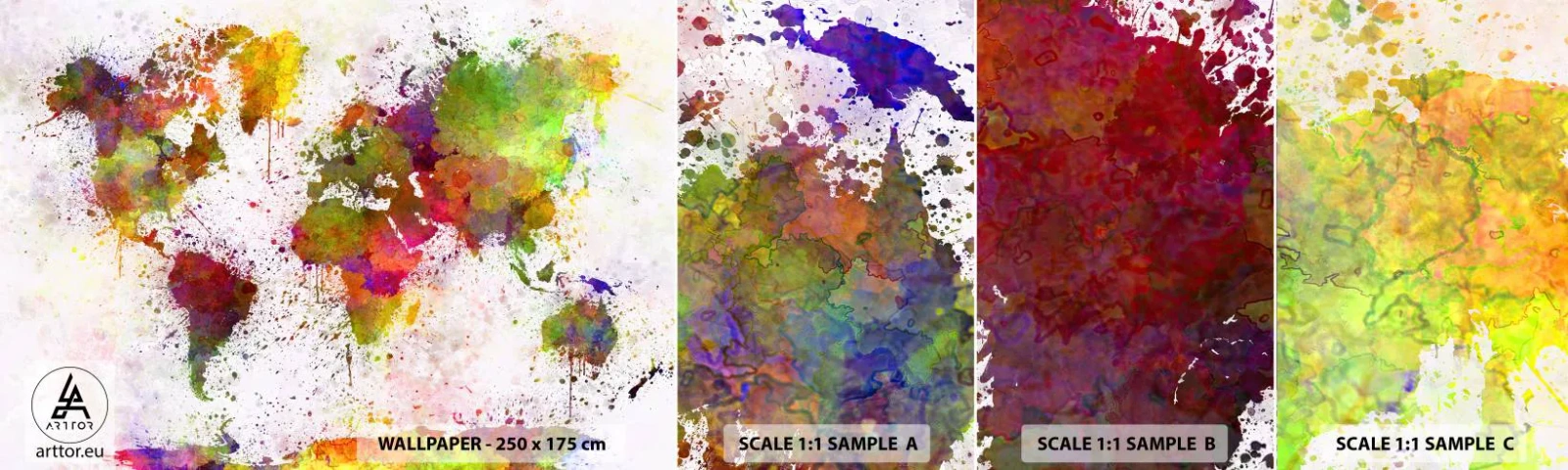 Photo Wallpaper Sample Standard Eco - That's What It Is - World map, Continents, Piece - 100x30 cm