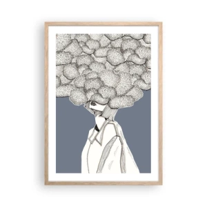 Poster in light oak frame - With Head in the Clouds - 50x70 cm