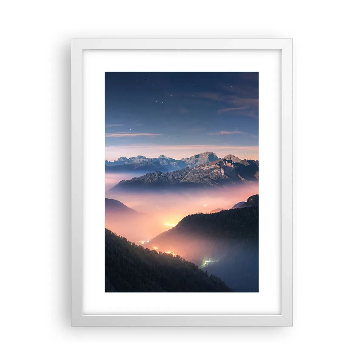 Poster in white frmae - Light in the Valleys - 30x40 cm