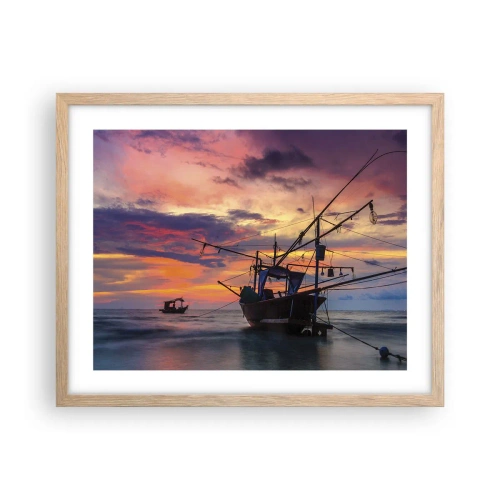 Poster in light oak frame - Exotic Evening - 50x40 cm