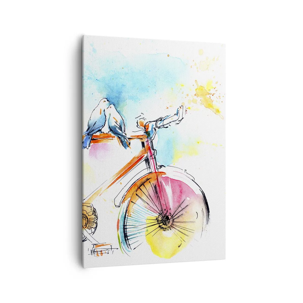 Canvas picture - Together on a Bike - 70x100 cm