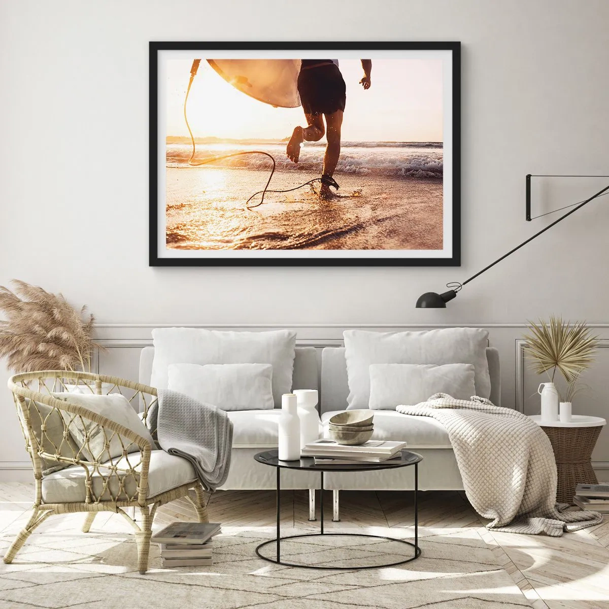 Poster in black frame - Encounter with a Wave - 70x50 cm