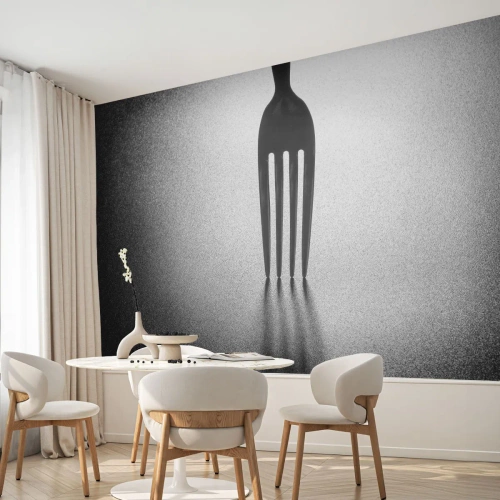 Self-Adhesive Photo Wallpaper Deluxe Sticker - Light and Shade - Fork, Cutlery, Kitchen - 100x70 cm