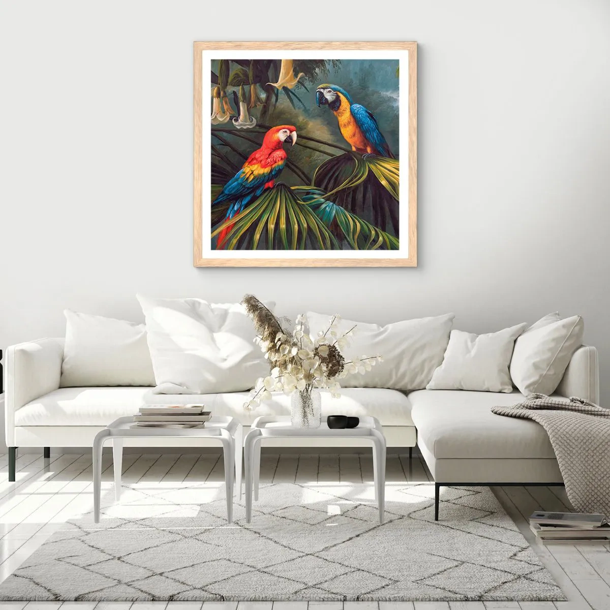 Poster in light oak frame - Romanticism in Tropics - 30x30 cm