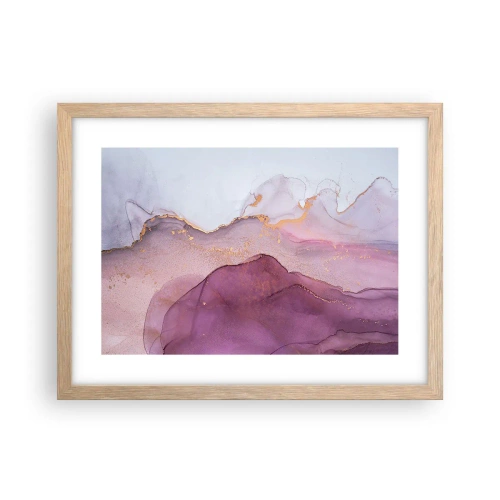 Poster in light oak frame - Waves of Violet and Purple - 40x30 cm
