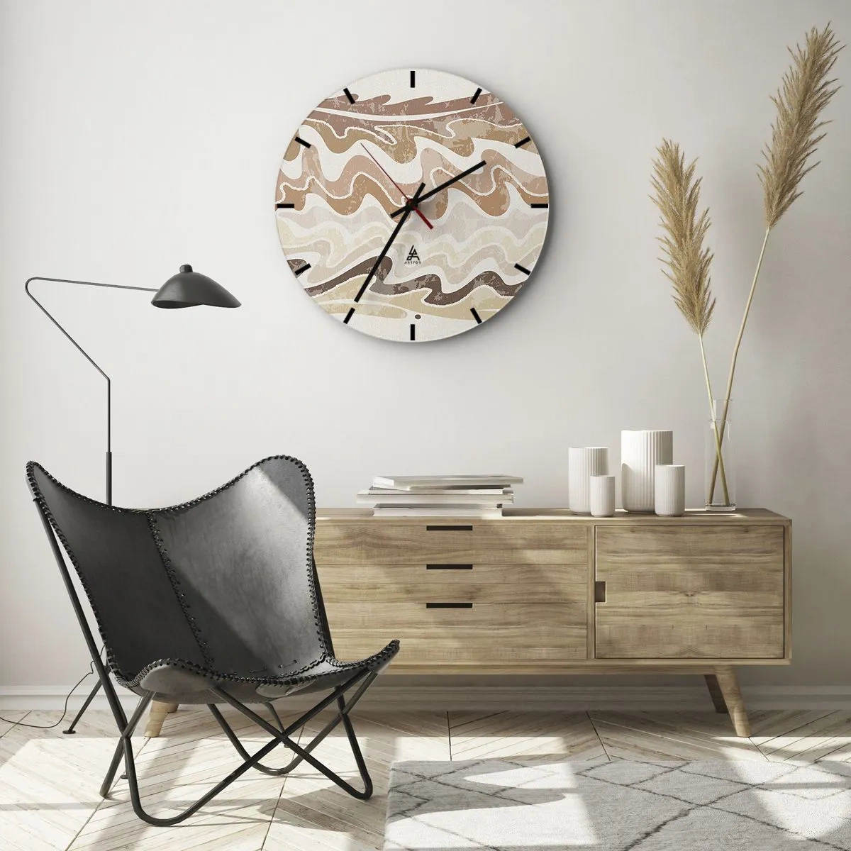 Wall clock - Clock on glass - Good Energy - Good Emotions - 40x40 cm