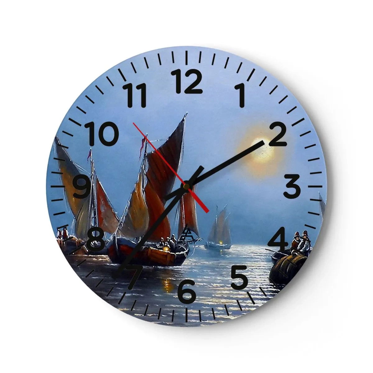 Wall clock - Clock on glass - Night Hunt - 30x30 cm