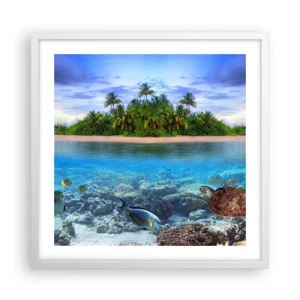 Poster in white frmae - Heavenly Island Invites You - 50x50 cm