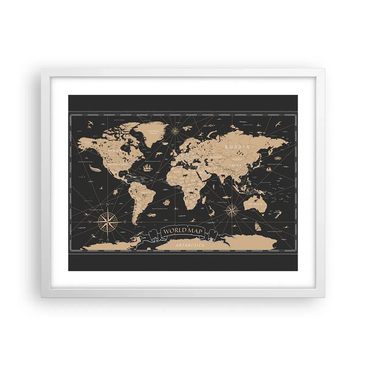 Poster in white frmae - Borders of My World - 50x40 cm