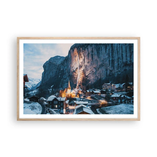 Poster in light oak frame - Sparkling Winter Spirit - 91x61 cm