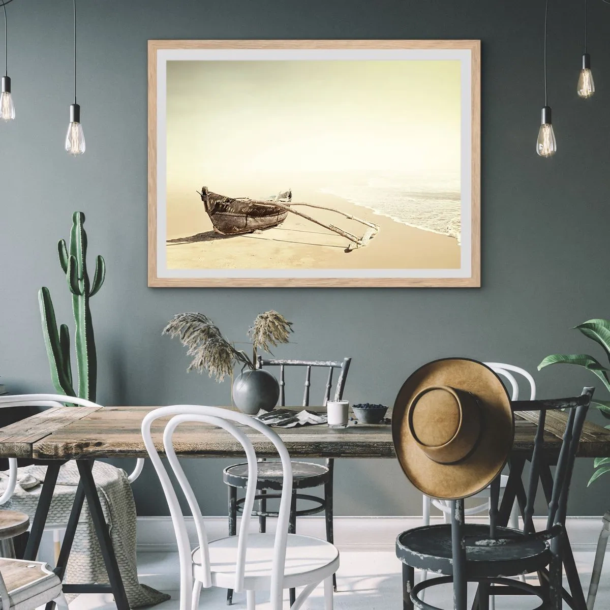Poster in light oak frame - Throwback to South Seas - 50x40 cm