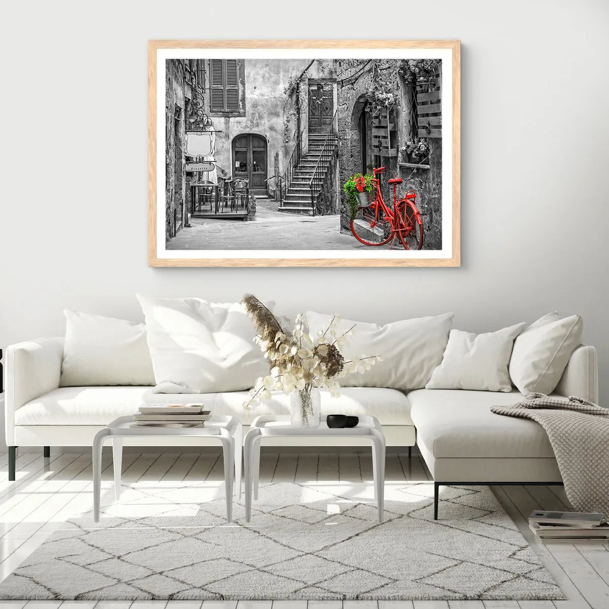 Poster in light oak frame - Tuscan Alley - 100x70 cm