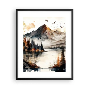 Poster in black frame - Golden Autumn in the Mountains - 40x50 cm
