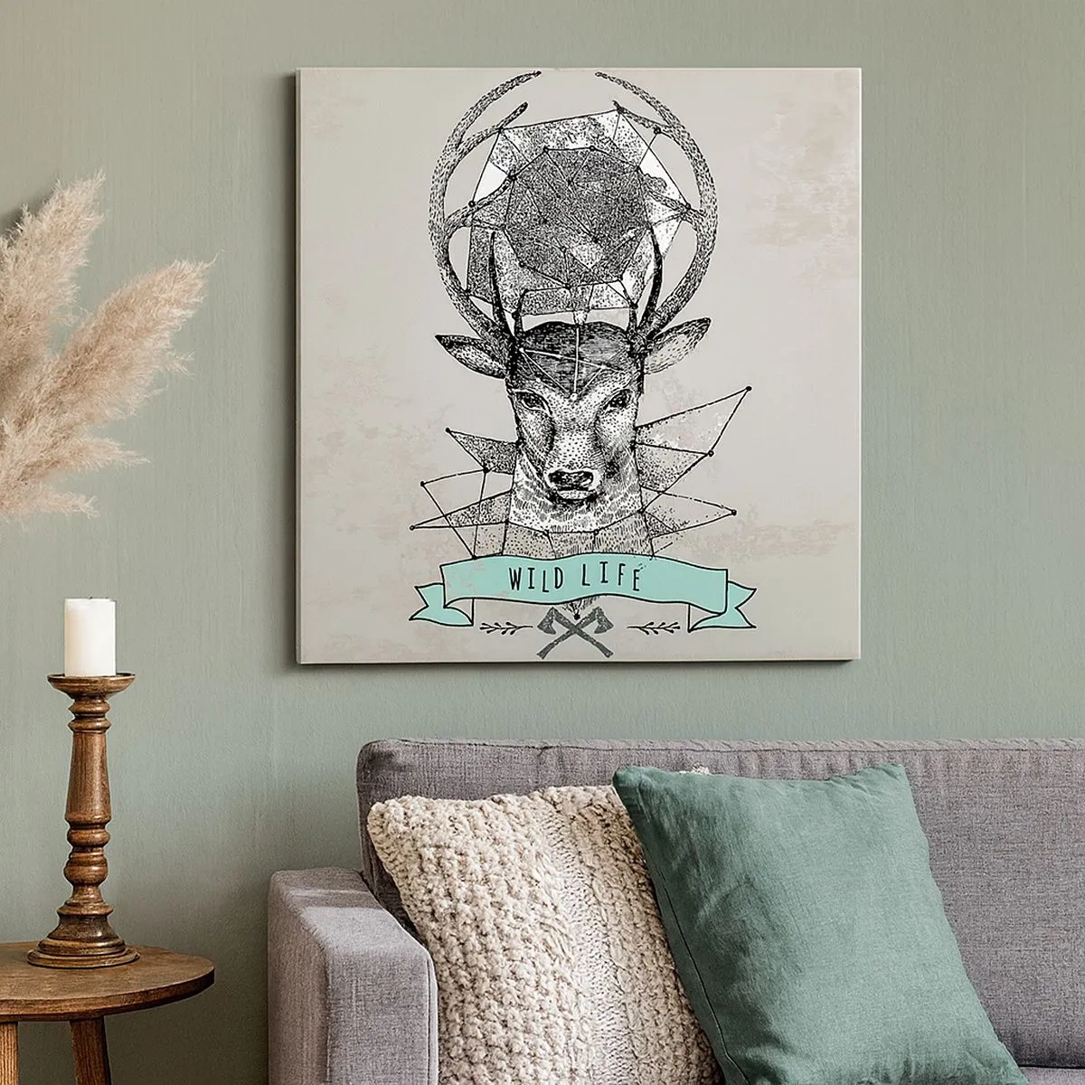 Canvas picture - Vision of St Hubert - 30x30 cm