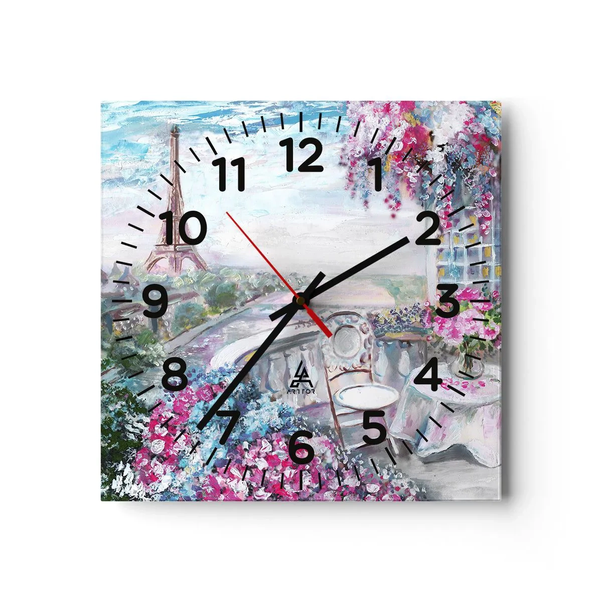 Wall clock - Clock on glass - Come Visit in May - 40x40 cm