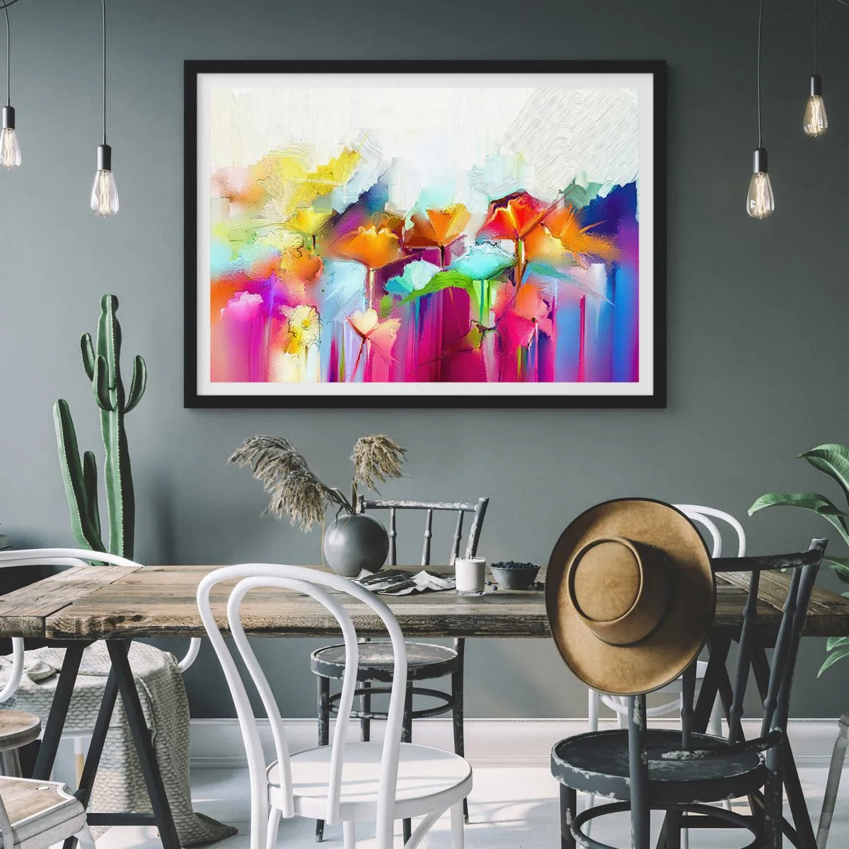 Poster in black frame - Rainbow Has Bloomed - 100x70 cm
