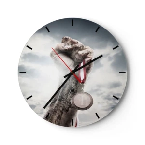 Wall clock - Clock on glass - Per Aspera Ad Astra - 40x40 cm