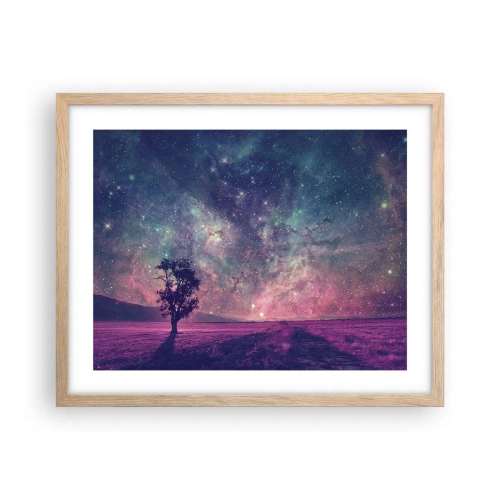 Poster in light oak frame - Under Magical Sky - 50x40 cm
