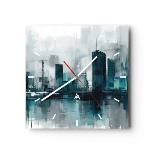 Wall clock - Clock on glass - City in the Colour of Rain - 40x40 cm