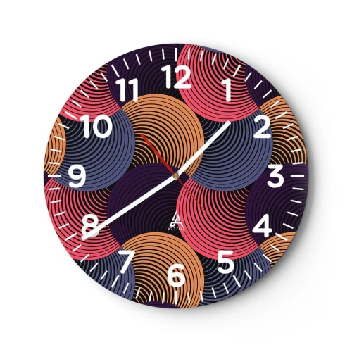 Wall clock - Clock on glass - In a Circular Rhythm - 40x40 cm