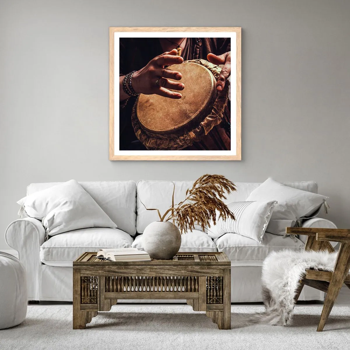 Poster in light oak frame - In the Rhythm of the Heart - 30x30 cm