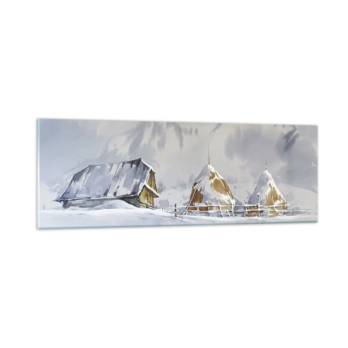 Glass picture - In a Snowy Valley - 90x30 cm