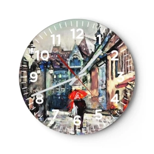 Wall clock - Clock on glass - Rain for Two - 30x30 cm