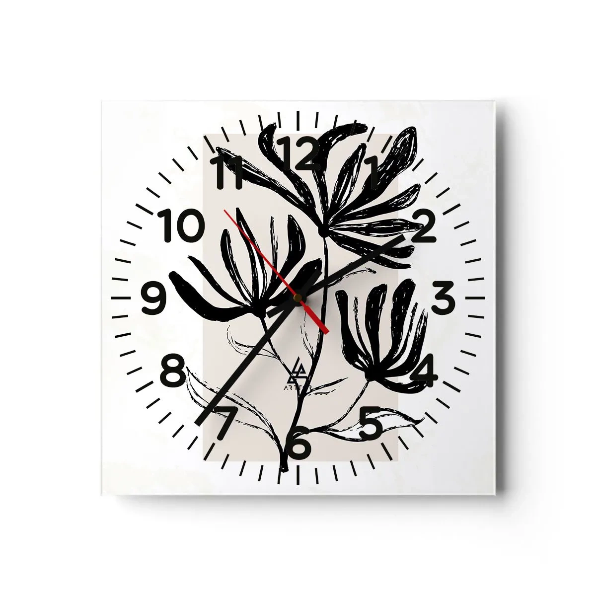 Wall clock - Clock on glass - Sketch for a Herbarium - 30x30 cm