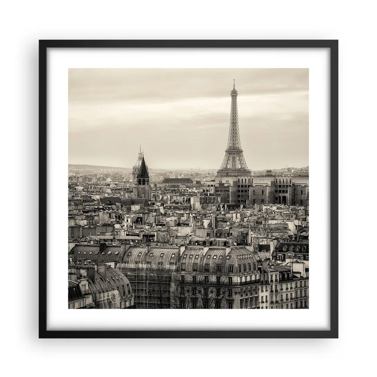 Poster in black frame - Over the Roofs of Paris - 50x50 cm
