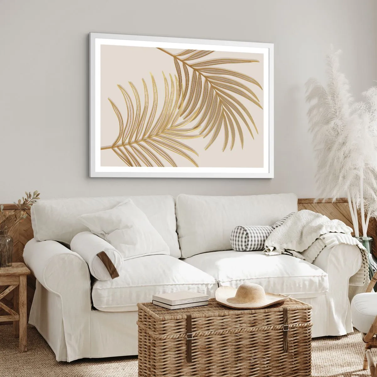 Poster in white frmae - Golden Palm! - 100x70 cm