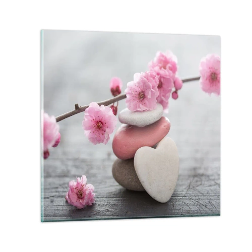 Glass picture - Bliss with Cherry Blossom - 50x50 cm