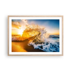 Poster in light oak frame - Playing with Sand - 70x50 cm