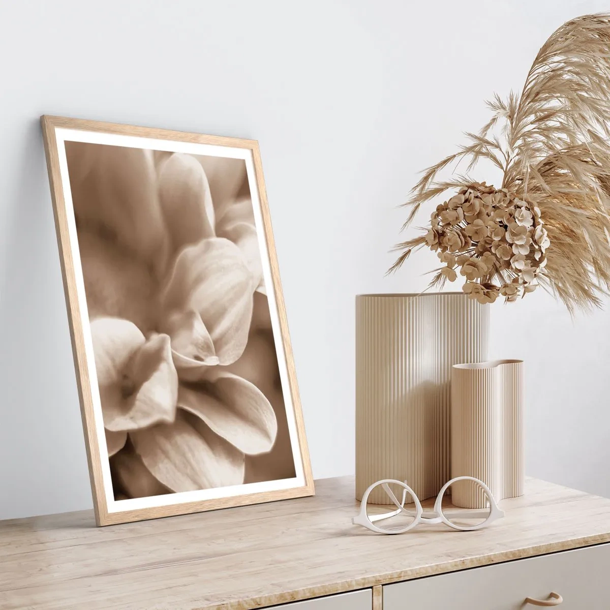 Poster in light oak frame - Soft as a Smile - 70x100 cm