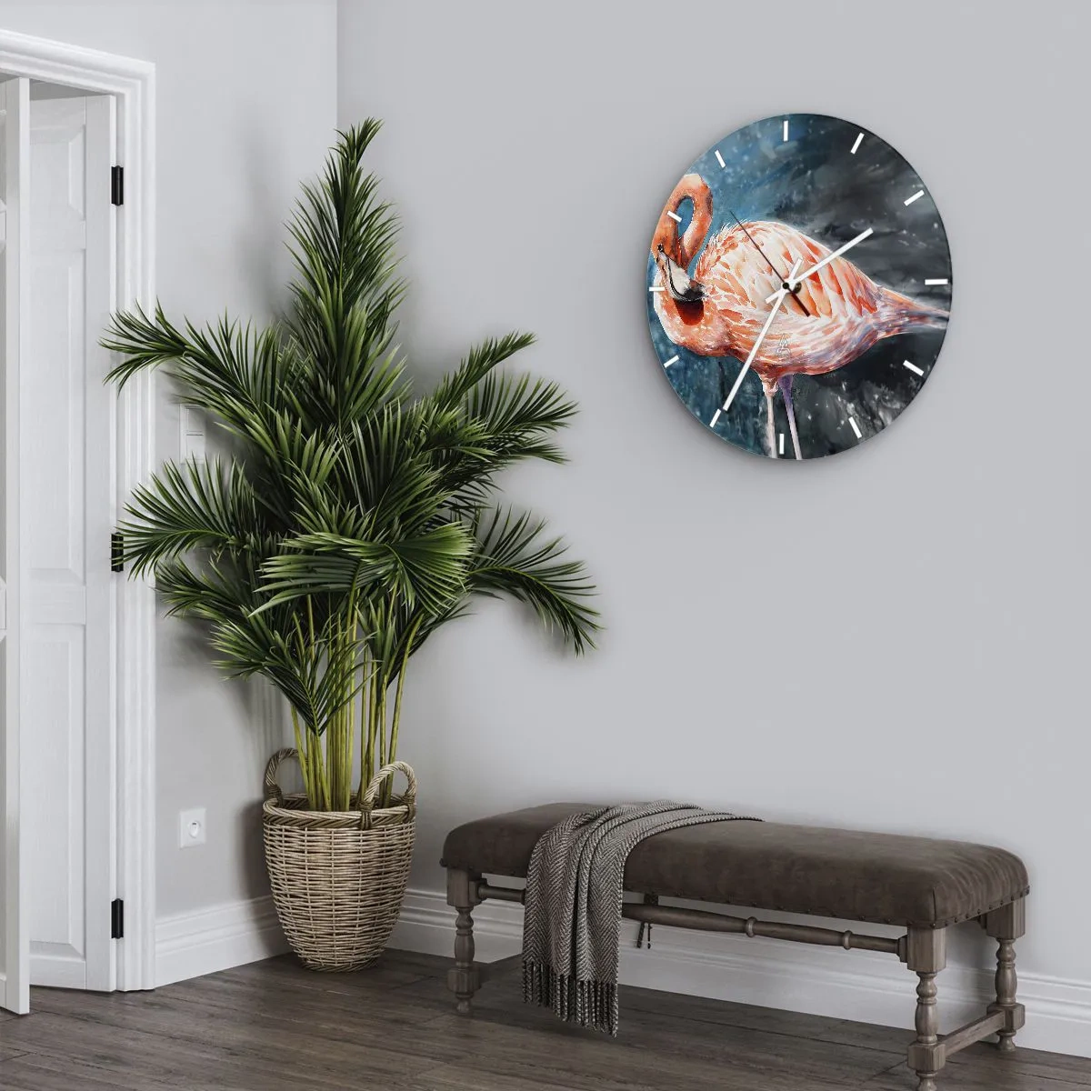 Wall clock - Clock on glass - Decorative by Nature - 40x40 cm