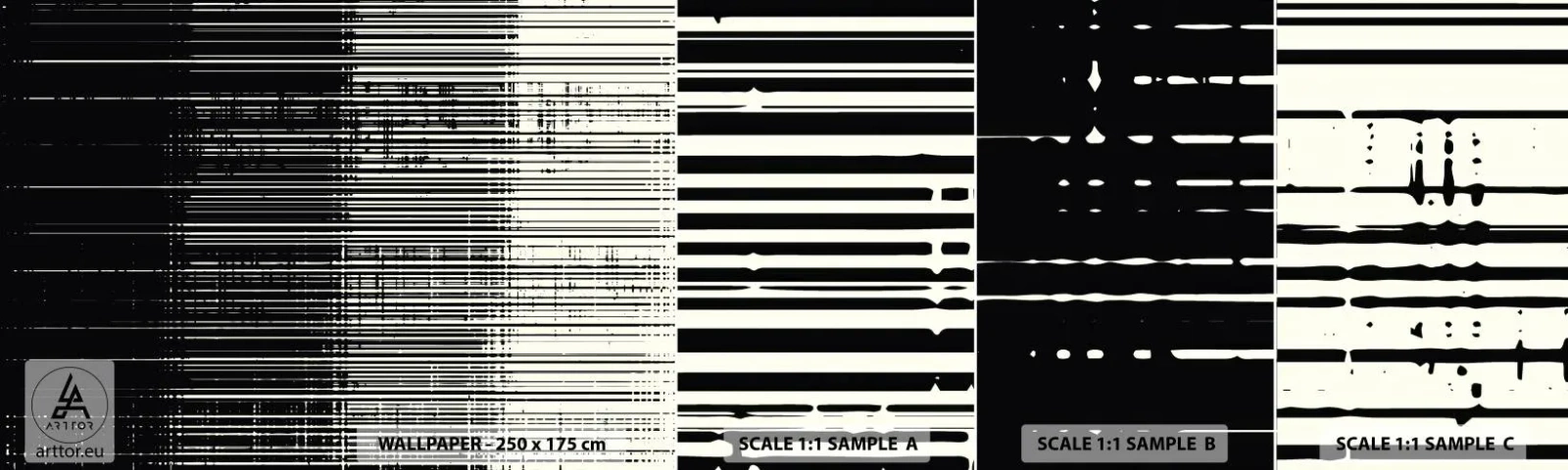 Photo Wallpaper Sample Standard Eco - Waves and Vibrations - Black and white, Barcodes, Lines - 100x30 cm