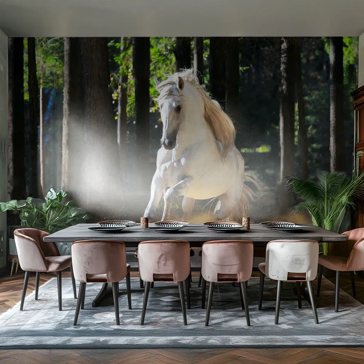 Photo Wallpaper Premium Sand - Straight from a Fantasy Book - Animals, Horse, Landscape - 250x175 cm