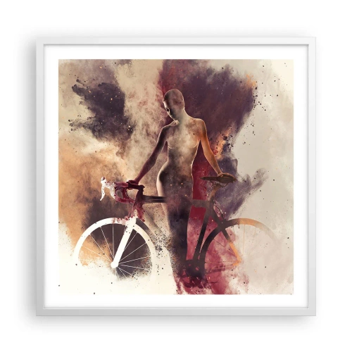 Poster in white frmae - Marble Sculpted Biker's Soul - 60x60 cm