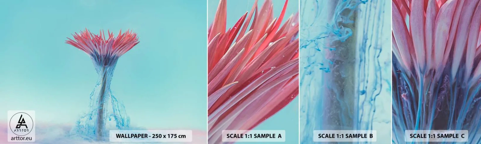 Photo Wallpaper Sample Self-Adhesive Deluxe Sticker - In a Lively Embrace - Abstraction, Flower, Piece - 100x30 cm