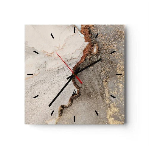 Wall clock - Clock on glass - On the Border of Colours - 30x30 cm